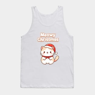 Meowy Christmas Santa Kitty Cat Tank Top